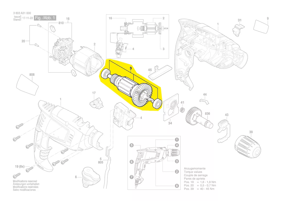 Induit BOSCH réf. 2 609 007 819